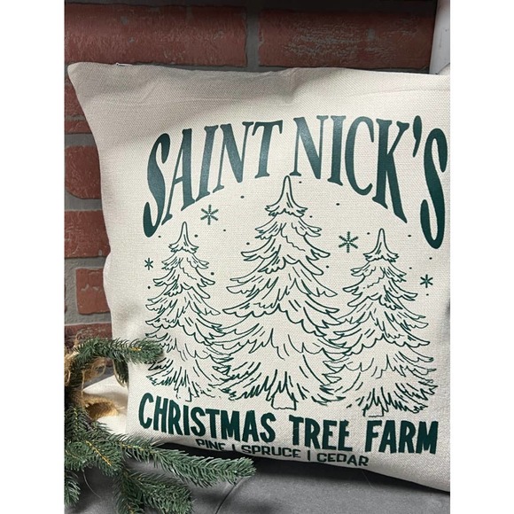 St. Nicks Christmas Tree Farm Holiday Throw Pillow - Picture 4 of 4